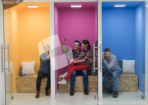 Image of group of business people in creative working  space