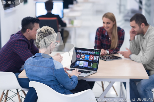 Image of startup business team on meeting at modern office