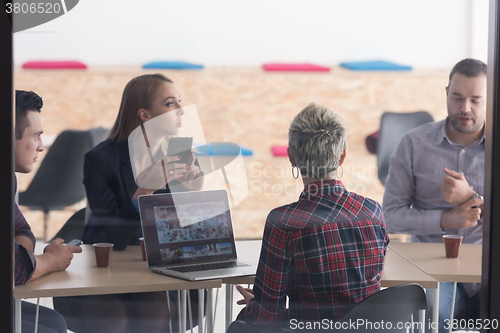 Image of startup business team on meeting at modern office