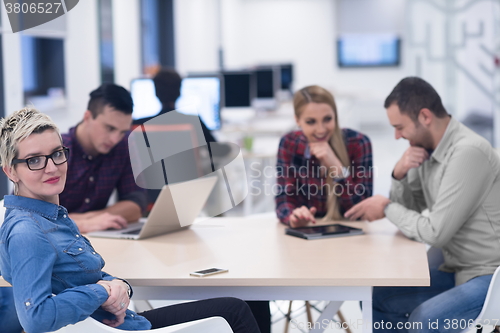 Image of startup business team on meeting at modern office