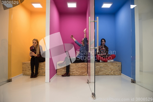 Image of group of business people in creative working  space