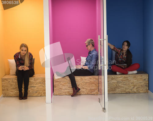 Image of group of business people in creative working  space