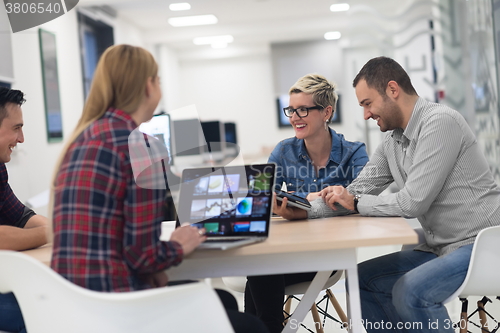 Image of startup business team on meeting at modern office