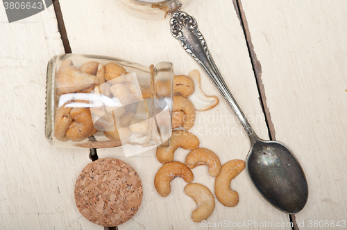 Image of cashew nuts on a glass jar 