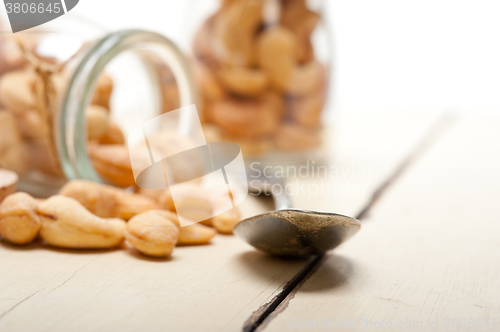 Image of cashew nuts on a glass jar 