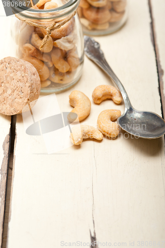 Image of cashew nuts on a glass jar 