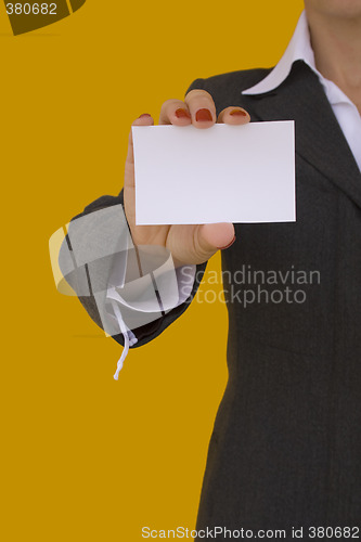 Image of businesswoman holding a card 1