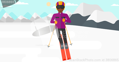 Image of Young man skiing.