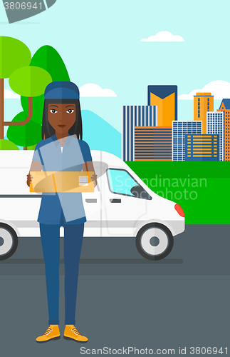 Image of Woman delivering box.