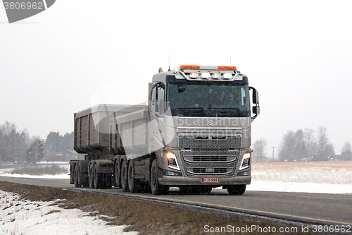 Image of Volvo FH16 Combination Trucking in Snowfall