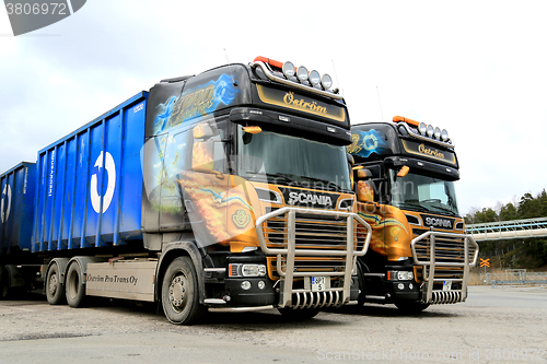 Image of Two Customized Scania R560 Trucks