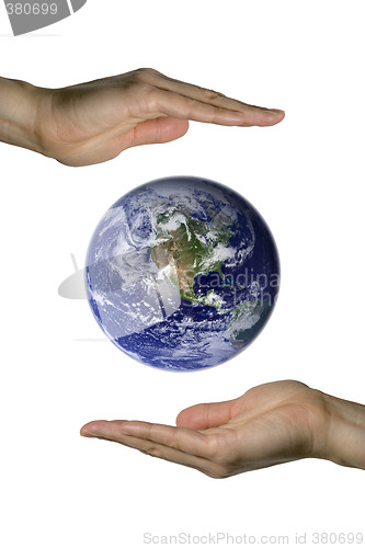 Image of Holding the blue earth
