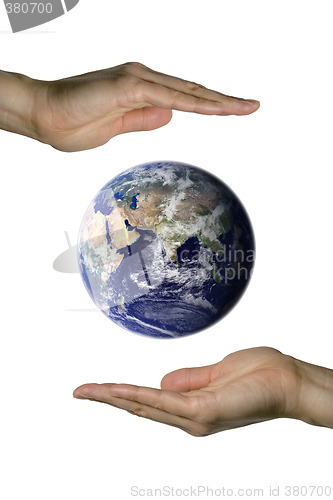 Image of Holding the blue earth