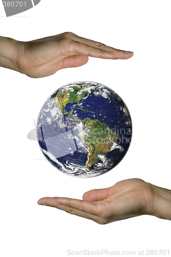 Image of Holding the blue earth