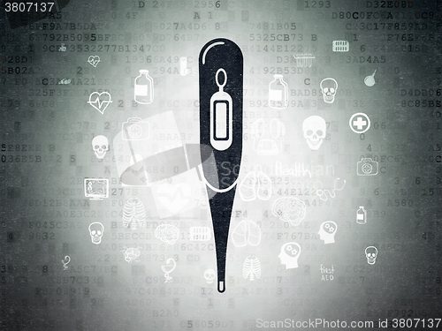 Image of Health concept: Thermometer on Digital Paper background