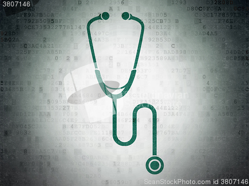 Image of Healthcare concept: Stethoscope on Digital Paper background