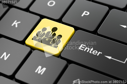 Image of Finance concept: Business Team on computer keyboard background
