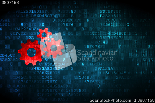 Image of Marketing concept: Gears on digital background