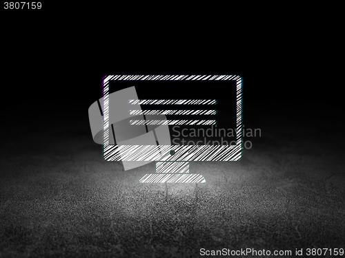 Image of Programming concept: Monitor in grunge dark room