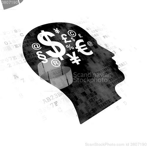 Image of Marketing concept: Head With Finance Symbol on Digital background
