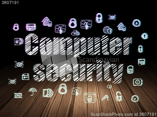 Image of Protection concept: Computer Security in grunge dark room
