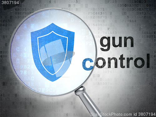 Image of Privacy concept: Shield and Gun Control with optical glass