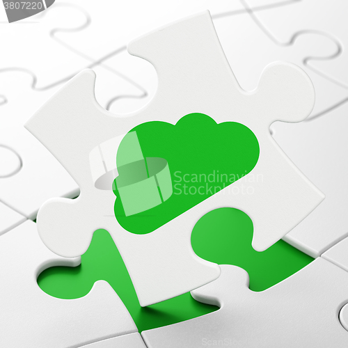 Image of Cloud computing concept: Cloud on puzzle background