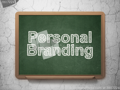Image of Advertising concept: Personal Branding on chalkboard background