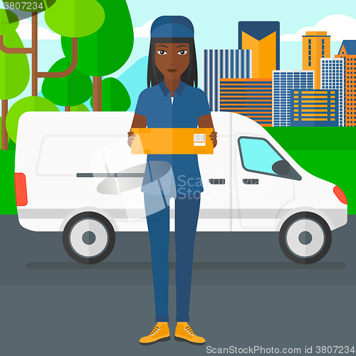 Image of Woman delivering box.