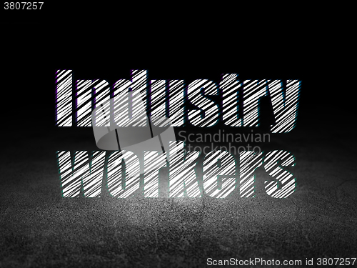 Image of Manufacuring concept: Industry Workers in grunge dark room