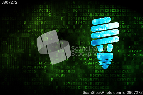 Image of Finance concept: Energy Saving Lamp on digital background