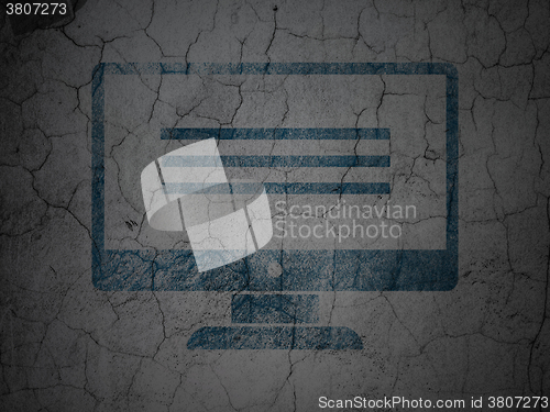Image of Database concept: Monitor on grunge wall background