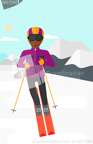 Image of Young man skiing.