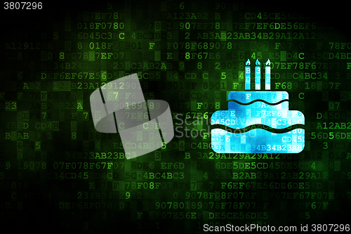 Image of Entertainment, concept: Cake on digital background