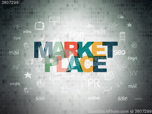 Image of Marketing concept: Marketplace on Digital Paper background