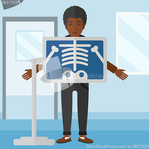 Image of Patient during x-ray procedure.