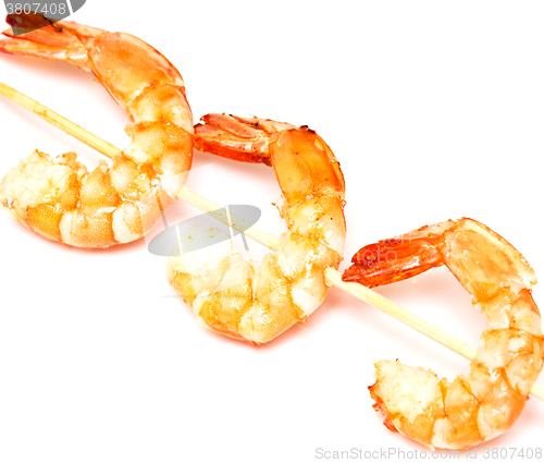 Image of grilled shrimps on stick