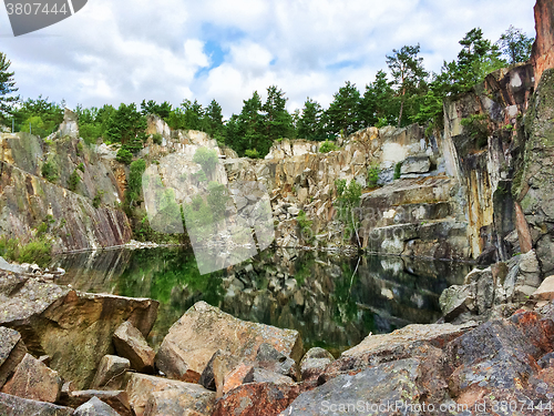 Image of Beautiful lake in the ancient stone quarry