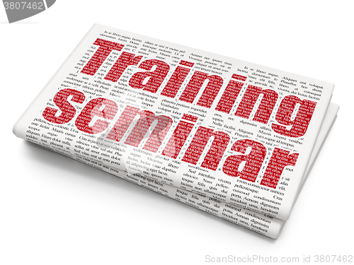 Image of Education concept: Training Seminar on Newspaper background