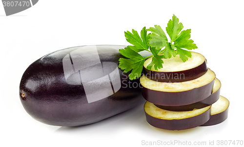 Image of fresh eggplant on white background