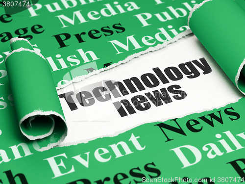 Image of News concept: black text Technology News under the piece of  torn paper