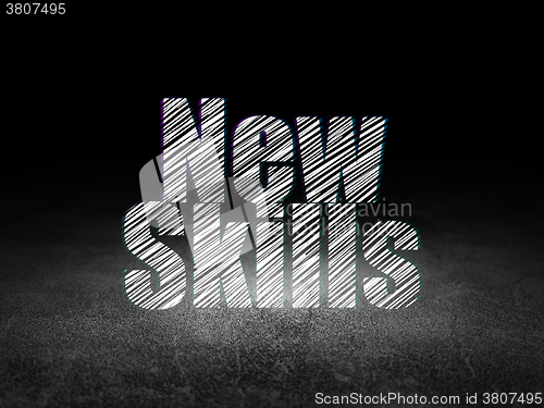 Image of Learning concept: New Skills in grunge dark room