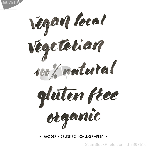 Image of Vegan, local etc... Modern brushpen calligraphy