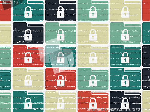 Image of Finance concept: Folder With Lock icons on wall background