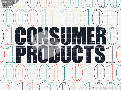 Image of Finance concept: Consumer Products on wall background