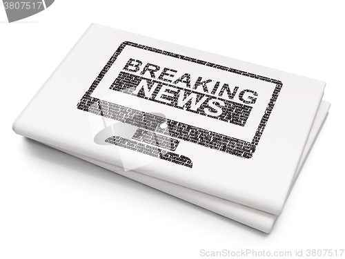 Image of News concept: Breaking News On Screen on Blank Newspaper background