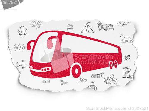 Image of Travel concept: Bus on Torn Paper background