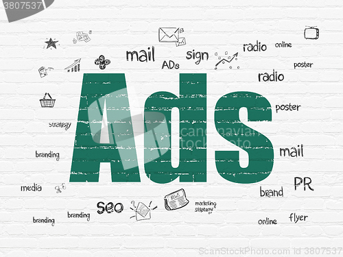 Image of Advertising concept: Ads on wall background