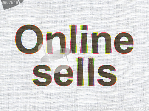 Image of Marketing concept: Online Sells on fabric texture background