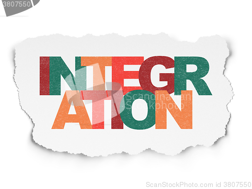 Image of Business concept: Integration on Torn Paper background